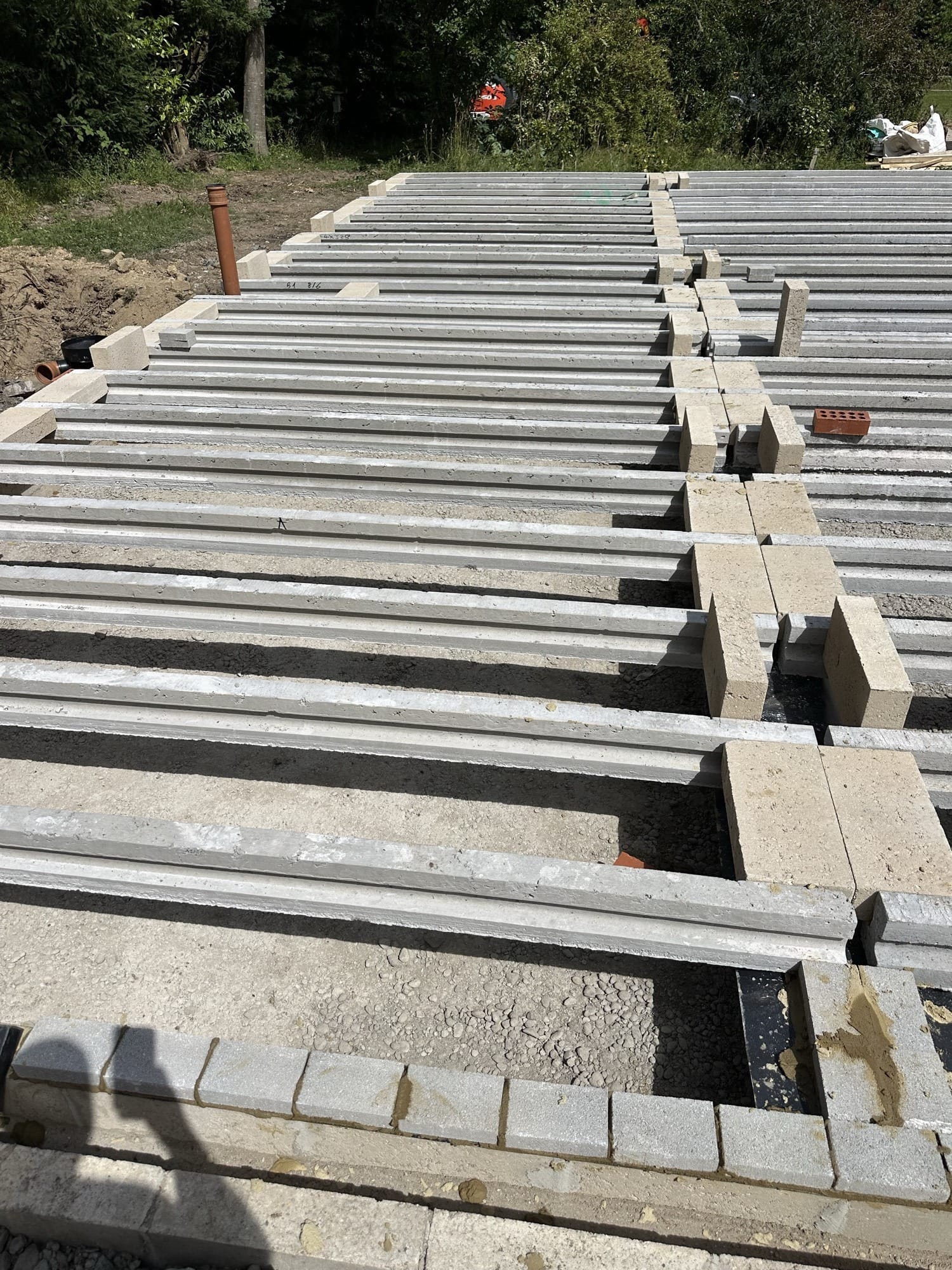 Block and beam foundation floor under construction