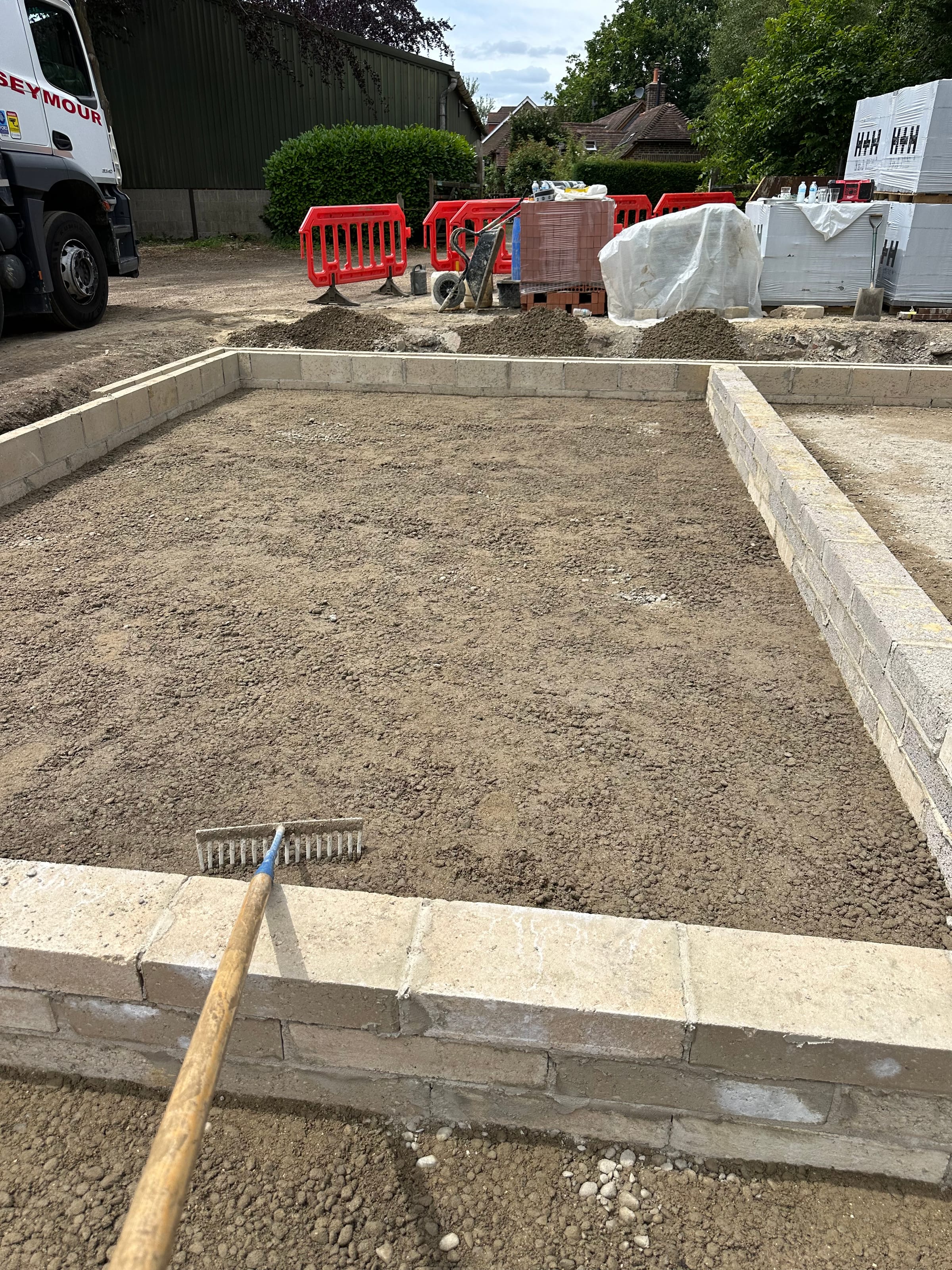 Foundation blockwork walls built up ready for the floor