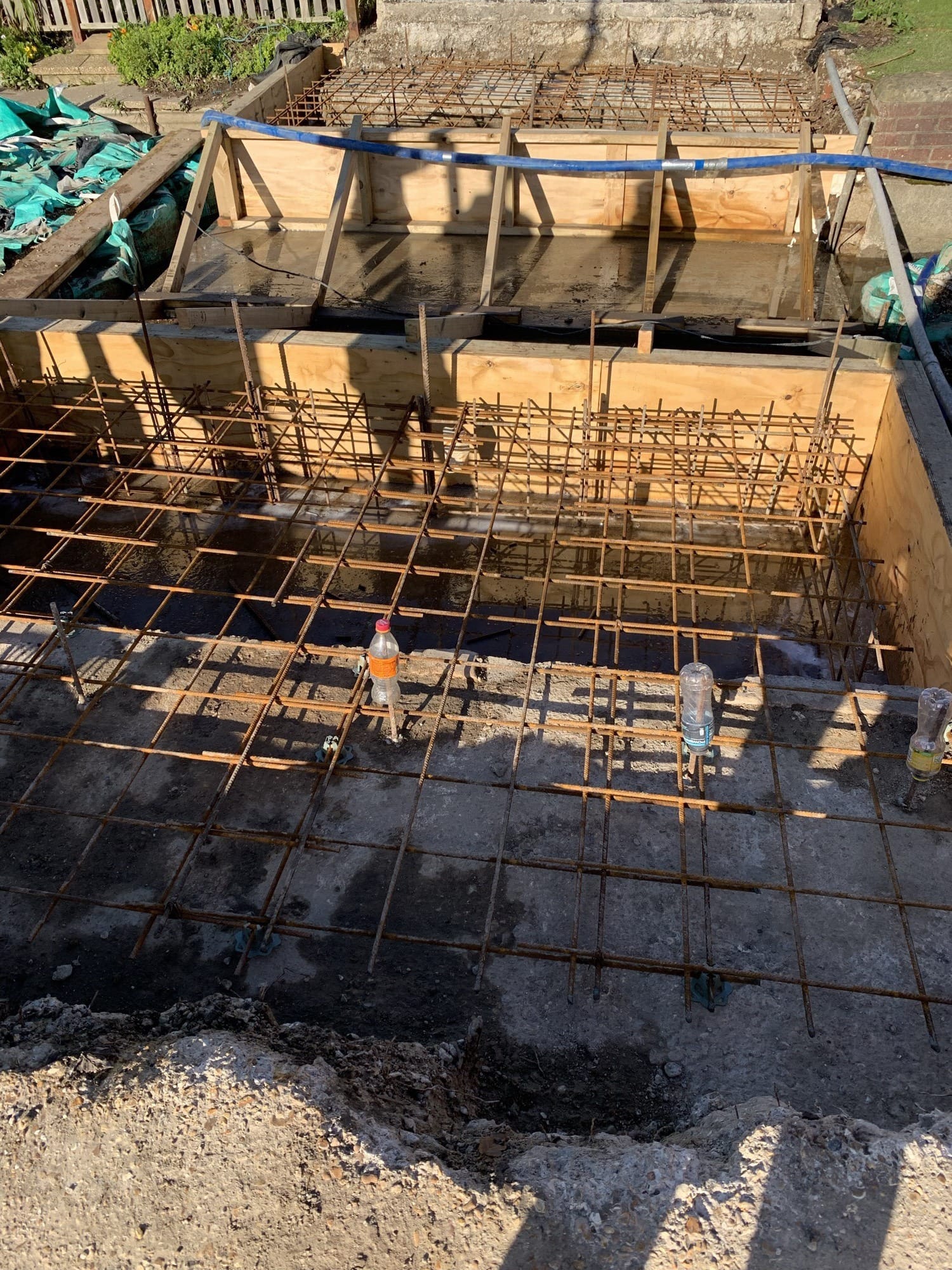Timber shuttering formwork for a concrete foundation pour
