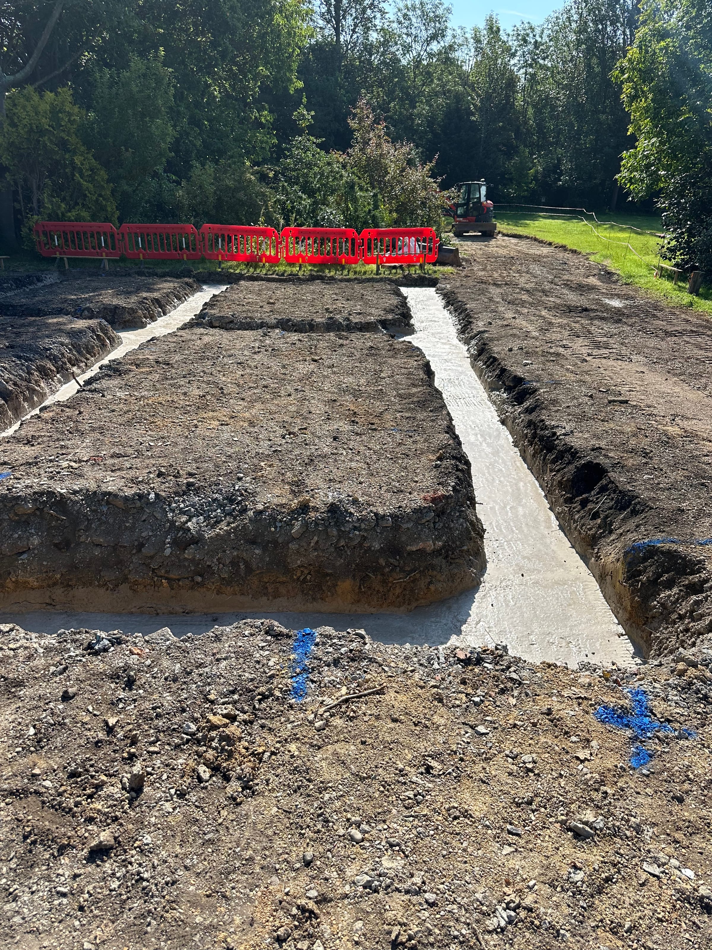 Concrete poured into foundation trench footings