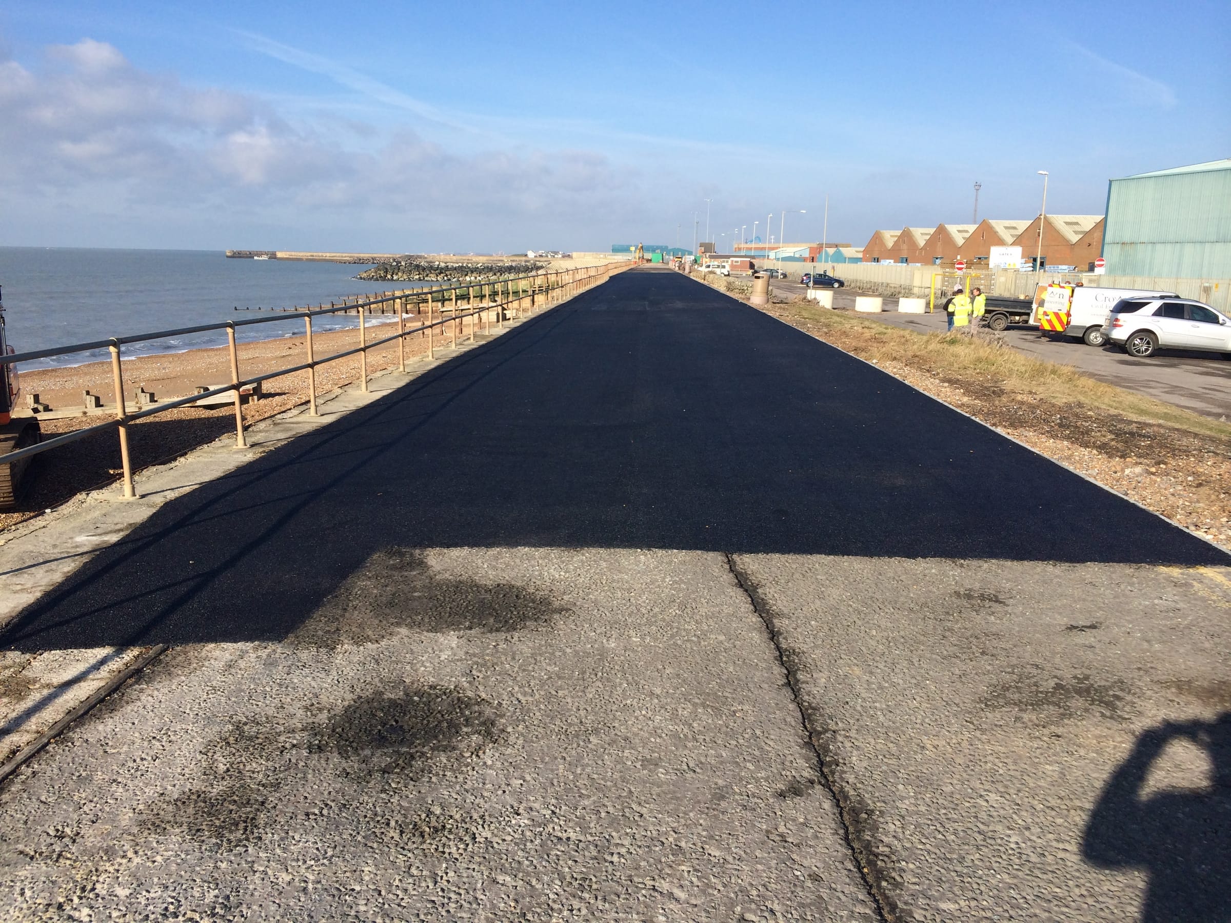 Newly surfaced coastal promenade path