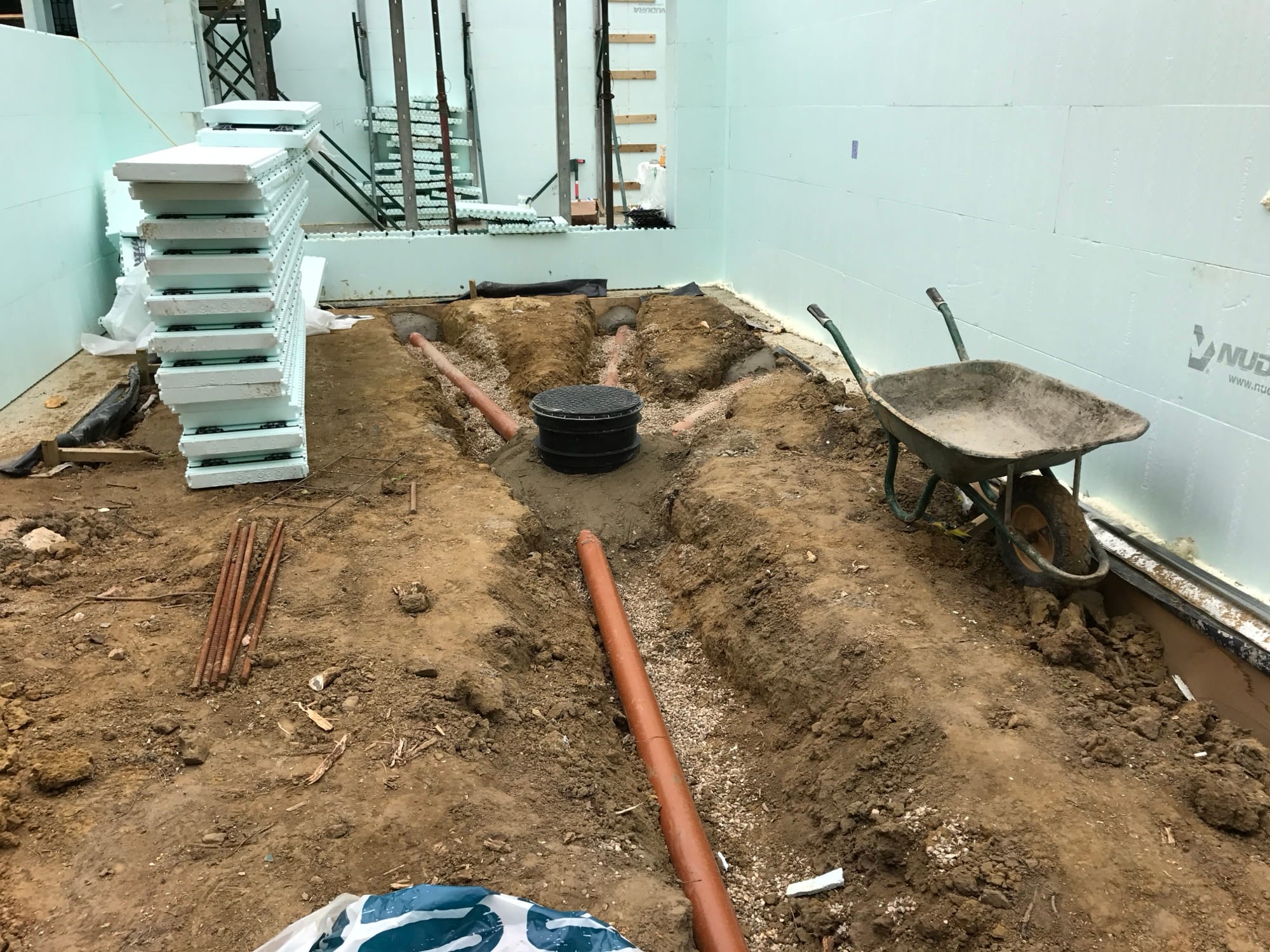 Underground drainage pipework installation